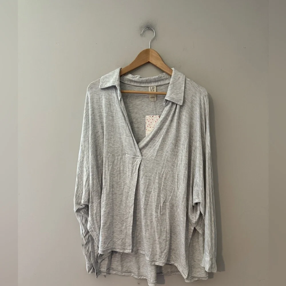 Free People‎ Can’t Fool Me Top We the Free Soft Gray Dolman waffle